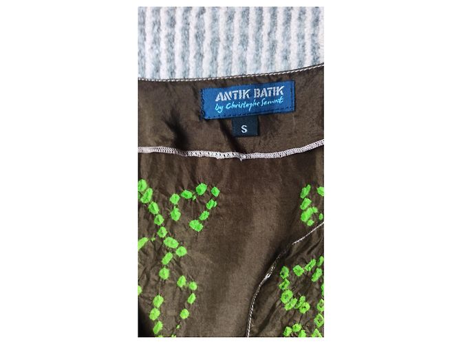 Vestido de seda Antik Batik Caqui Verde - vista 3