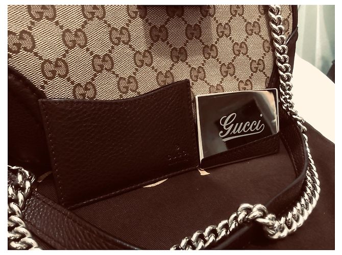 Bolsa de mão Gucci em couro marrom com alça de bambu - vista 10