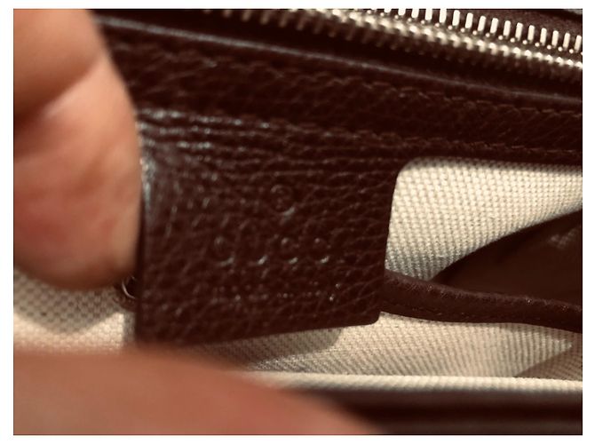 Bolsa de mão Gucci em couro marrom com alça de bambu - vista 8