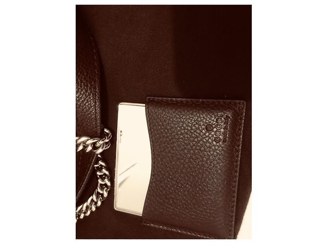 Bolsa de mão Gucci em couro marrom com alça de bambu - vista 9