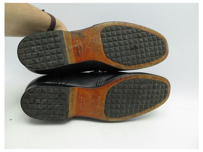 Hermès SCARPE HERMES DERBY BOUTS FLEURIS 42 Scarpe in pelle nera Nero - vista 3