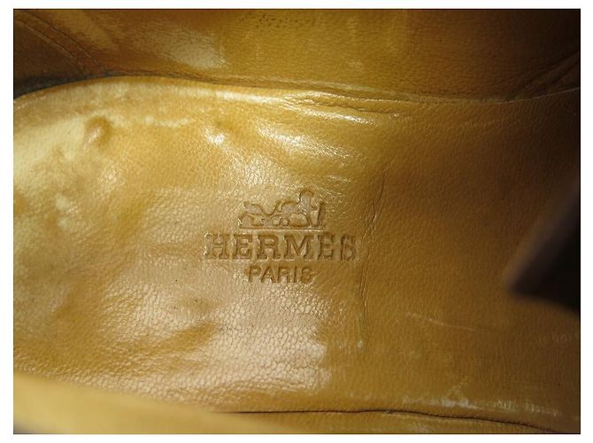 Hermès HERMES RICHELIEU SCARPE CON PUNTA FLOREALE 41 scarpe in pelle marrone - vista 6