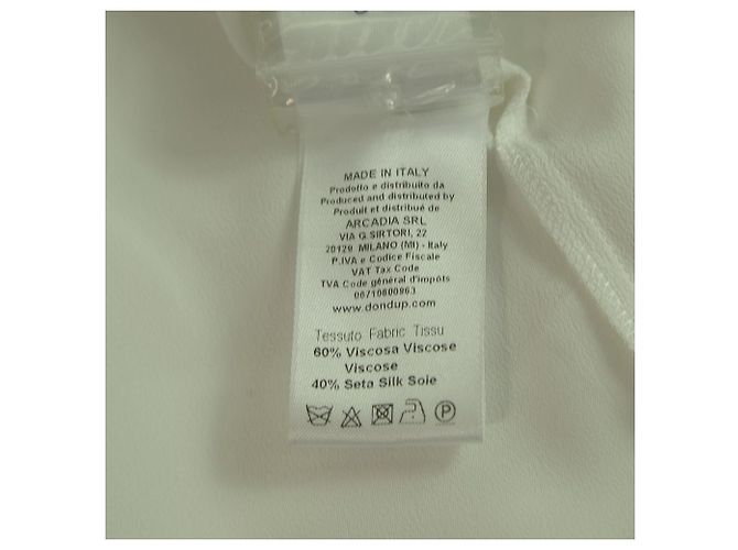 Blusa de seda branca Dondup de mangas compridas decote em V longo tamanho superior 40 Branco - vista 4