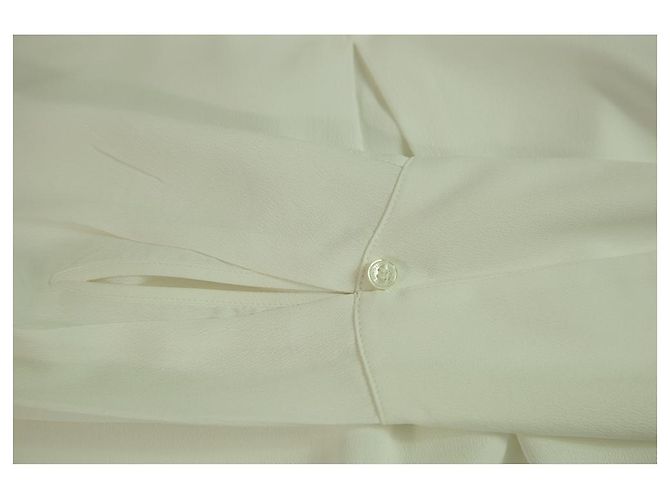 Blusa de seda branca Dondup de mangas compridas decote em V longo tamanho superior 40 Branco - vista 5