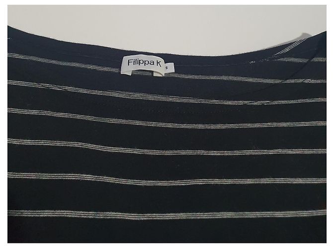 Vestido de algodón a rayas negro Filippa K - vista 5