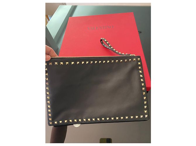 Valentino Garavani POCHETTE XL IN PELLE DI AGNELLO Nero - vista 12