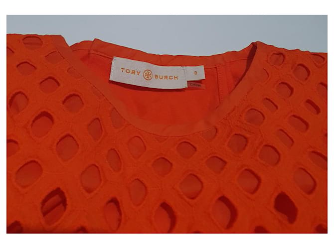 Blusa de algodón naranja Tory Burch - vista 2