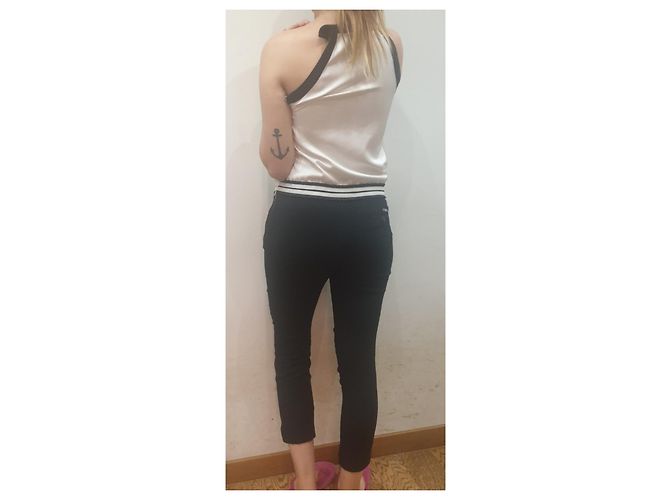 Pinko two-tone sleeveless jumpsuit black eggshell - view 10