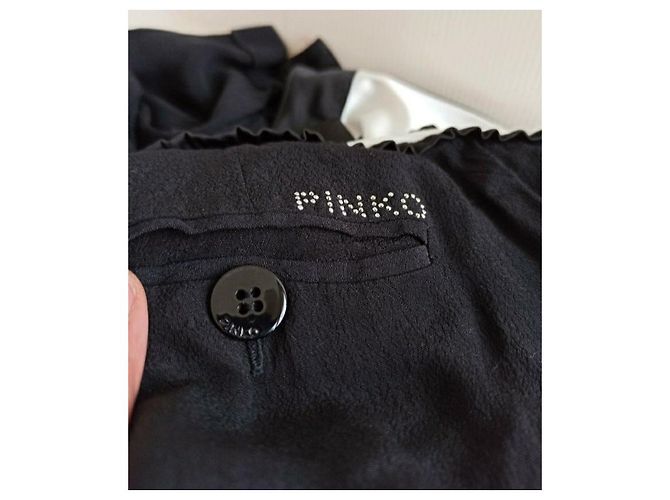 Pinko two-tone sleeveless jumpsuit black eggshell - view 4