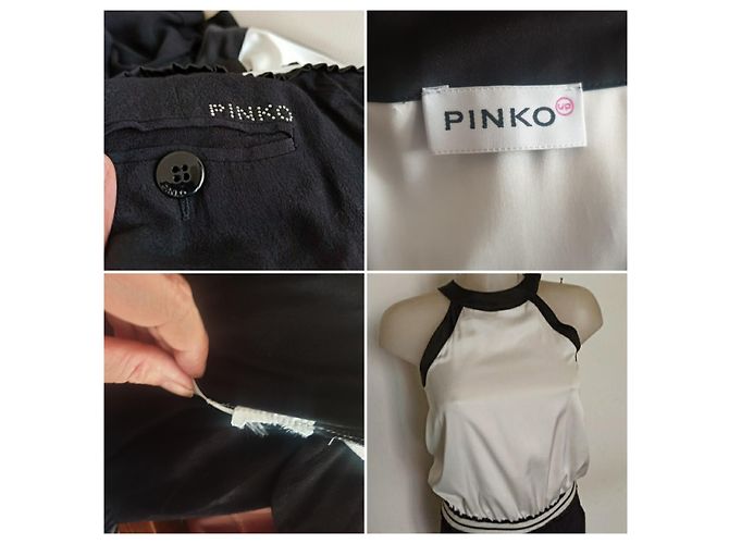 Pinko two-tone sleeveless jumpsuit black eggshell - view 7