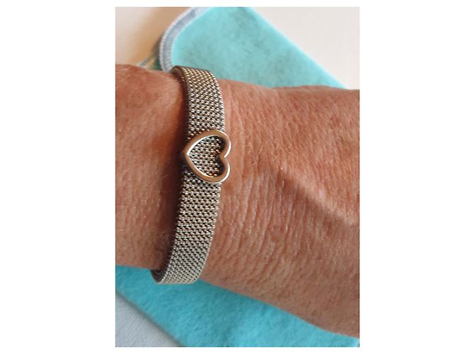 Tiffany & Co Bracciale elastico in acciaio T&Co. raro Argento - vista 3
