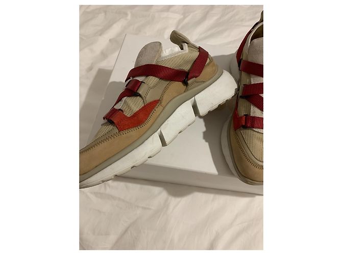 Sneakers Chloé Sonny beige in camoscio e tessuto tecnico - vista 2