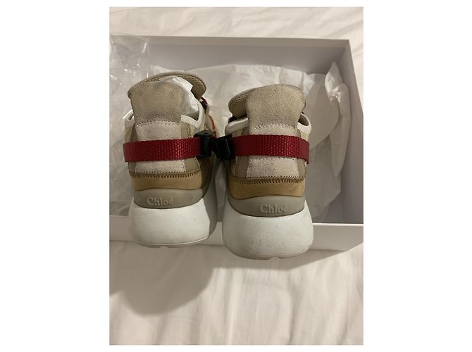 Sneakers Chloé Sonny beige in camoscio e tessuto tecnico - vista 4