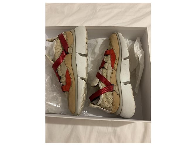 Sneakers Chloé Sonny beige in camoscio e tessuto tecnico - vista 5
