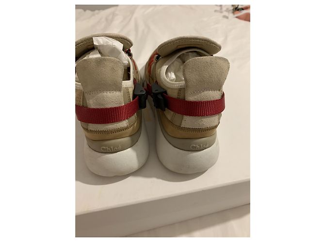 Sneakers Chloé Sonny beige in camoscio e tessuto tecnico - vista 8