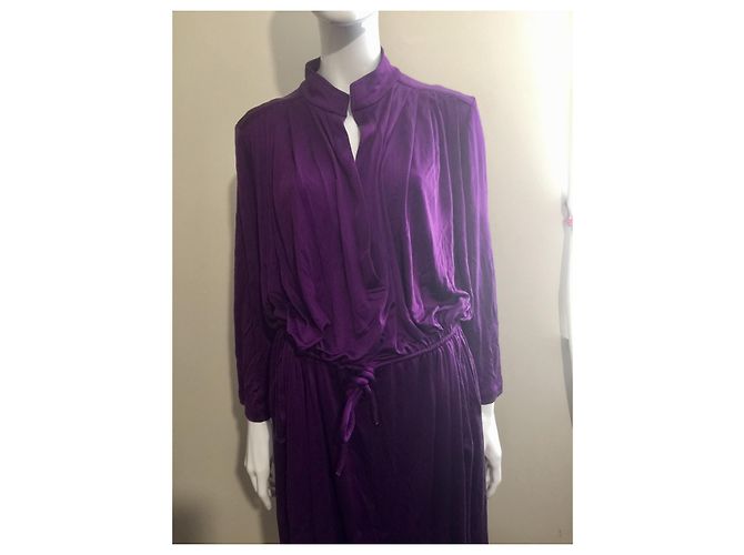 Autre Marque Vestido largo oversize de seda Shimah Púrpura Morado oscuro - vista 2