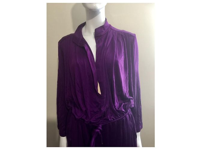 Autre Marque Vestido largo oversize de seda Shimah Púrpura Morado oscuro - vista 3