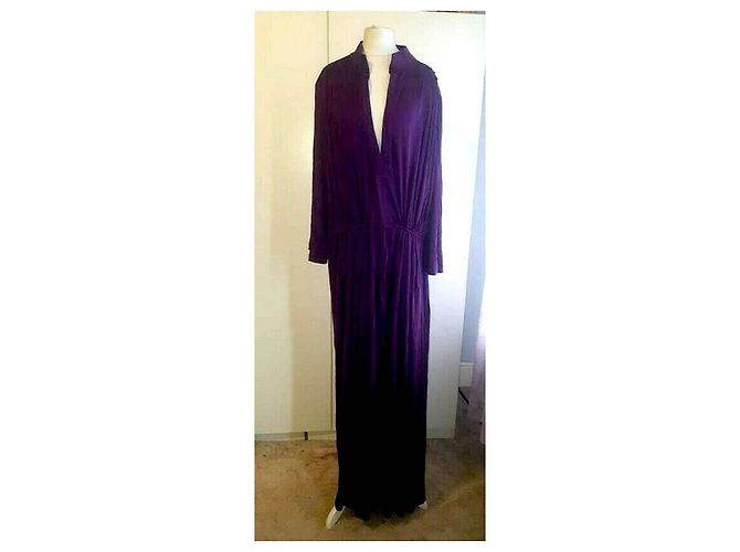 Autre Marque Vestido largo oversize de seda Shimah Púrpura Morado oscuro - vista 9