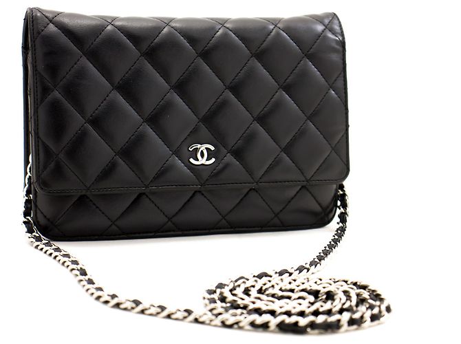 Wallet On Chain Portafoglio classico nero CHANEL con tracolla a catena WOC a tracolla - vista 2