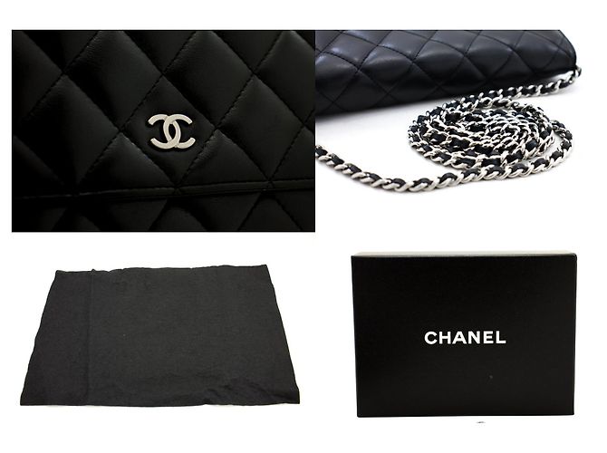 Wallet On Chain Portafoglio classico nero CHANEL con tracolla a catena WOC a tracolla - vista 7