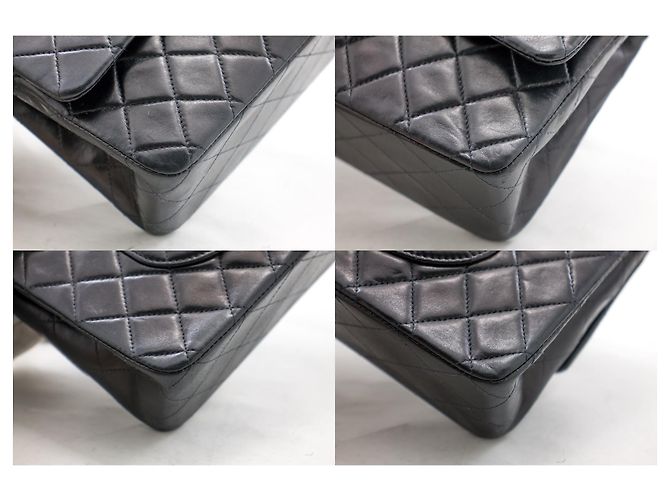 Chanel 2.55 Borsa a tracolla con catena media argento foderata con patta nera Nero - vista 6