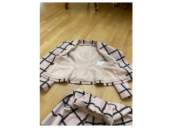Conjunto de saia e casaco Christian Dior rosa de lã - vista 11
