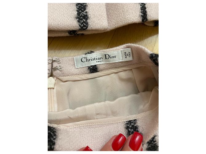 Conjunto de saia e casaco Christian Dior rosa de lã - vista 3