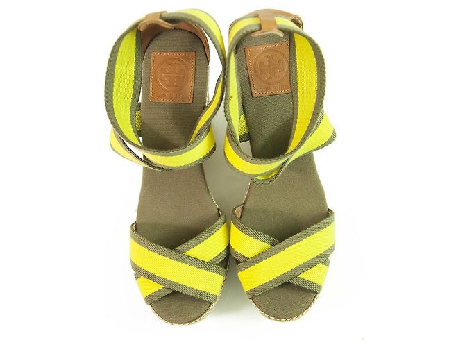 Tory Burch Adonis Alça elástica amarela Sandália em cunha Alpercatas com plataforma 10M - vista 2