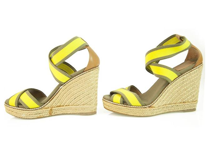 Tory Burch Adonis Alça elástica amarela Sandália em cunha Alpercatas com plataforma 10M - vista 4