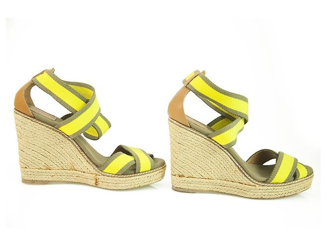Tory Burch Adonis Alça elástica amarela Sandália em cunha Alpercatas com plataforma 10M - vista 5