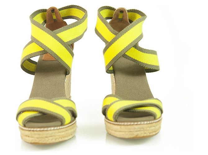Tory Burch Adonis Alça elástica amarela Sandália em cunha Alpercatas com plataforma 10M - vista 6