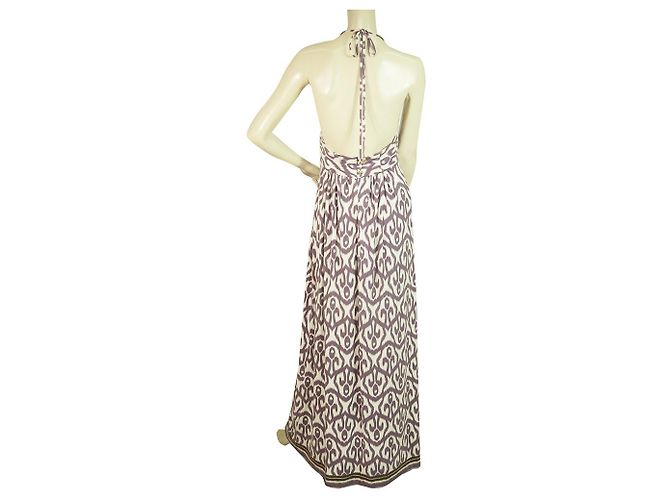 Milly of New York Lila Weiß Ethnic Print Neckholder Maxikleid - Größe M - Ansicht 2