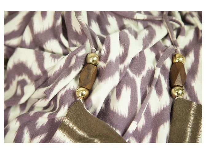 Milly of New York Lila Weiß Ethnic Print Neckholder Maxikleid - Größe M - Ansicht 5