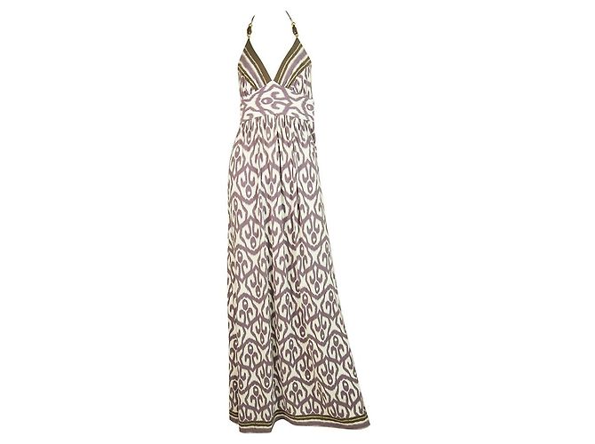 Milly of New York Lila Weiß Ethnic Print Neckholder Maxikleid - Größe M - Ansicht 6