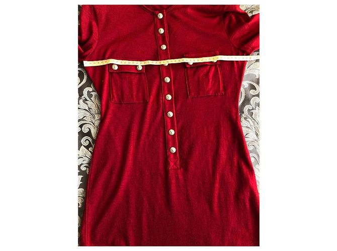 Cardigan henley Balmain in lana rosso - vista 6