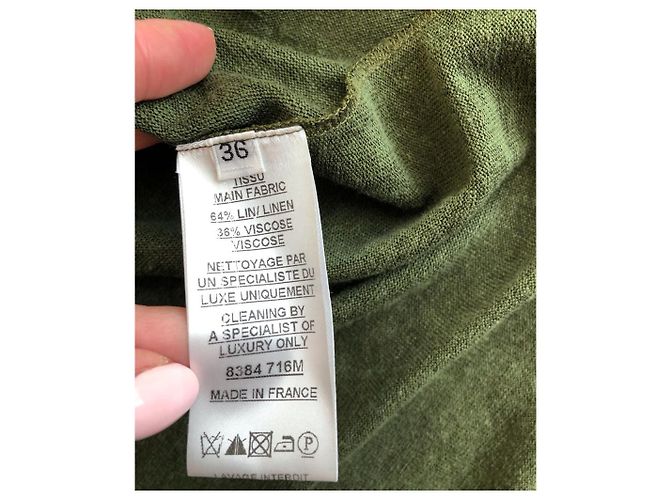 Balmain Henley Cardigan de lino verde con botones en relieve - vista 6