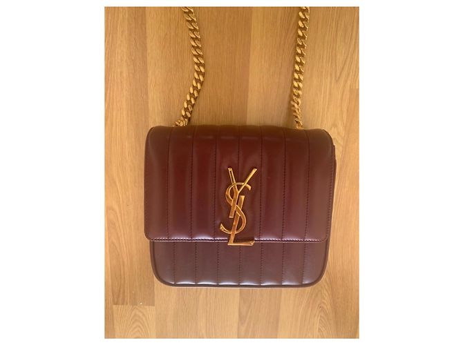 Borsa Saint Laurent Vicky in pelle bordeaux Bordò - vista 7