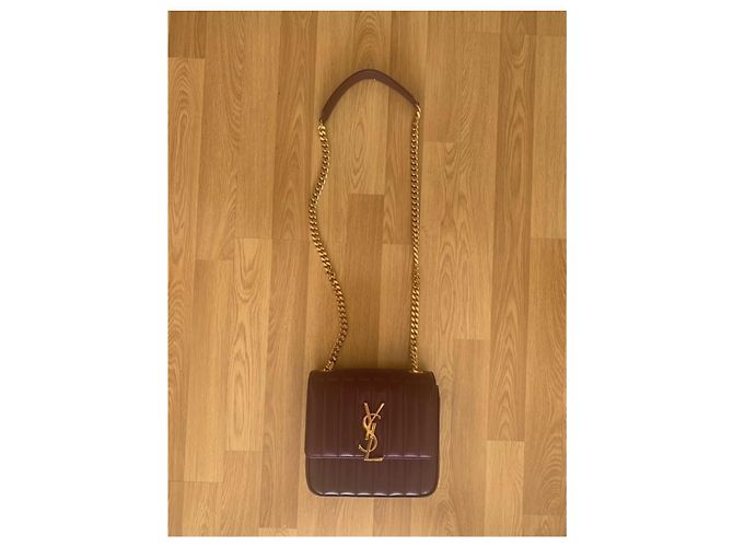 Borsa Saint Laurent Vicky in pelle bordeaux Bordò - vista 8