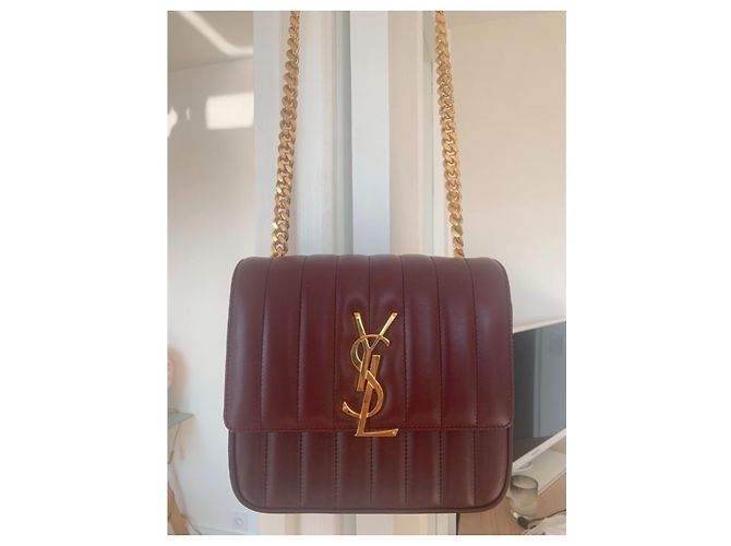 Borsa Saint Laurent Vicky in pelle bordeaux Bordò - vista 9