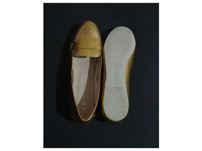 Jonak Gold Leather Flats Size 36 Golden - view 4