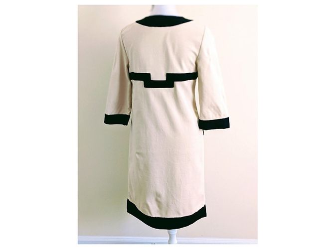 Diane von Furstenberg Caden Baumwolljersey Kleid schwarz creme - Ansicht 2
