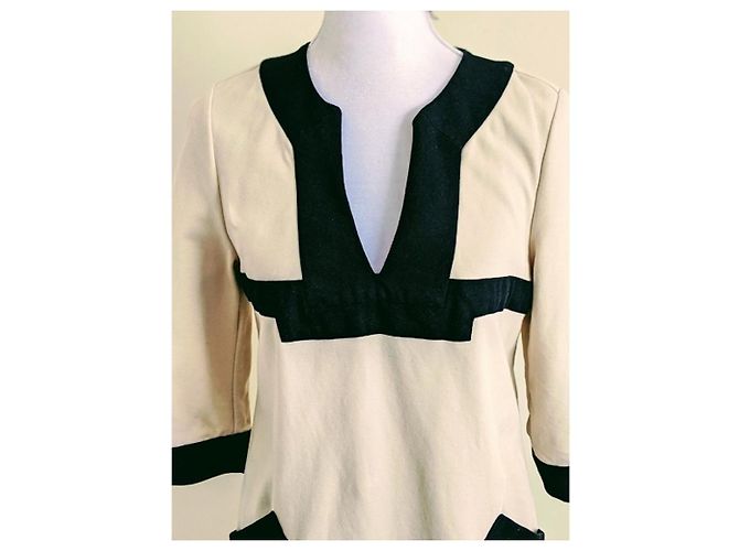 Diane von Furstenberg Caden Baumwolljersey Kleid schwarz creme - Ansicht 4