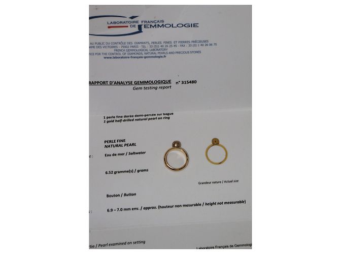 Autre Marque Anello con perla marina in oro giallo 18K D'oro - vista 9