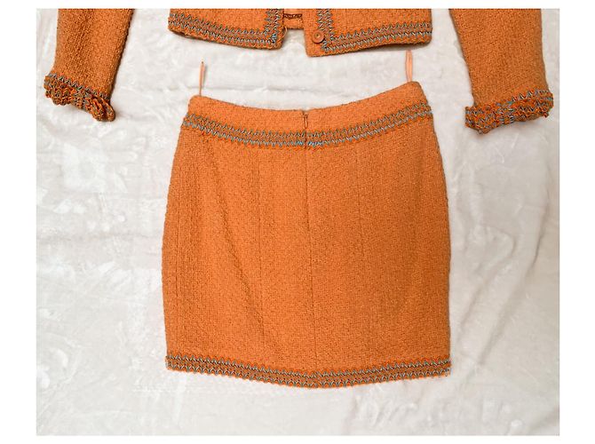 Chanel Terno mítico de tweed primavera 1994 Laranja - vista 10