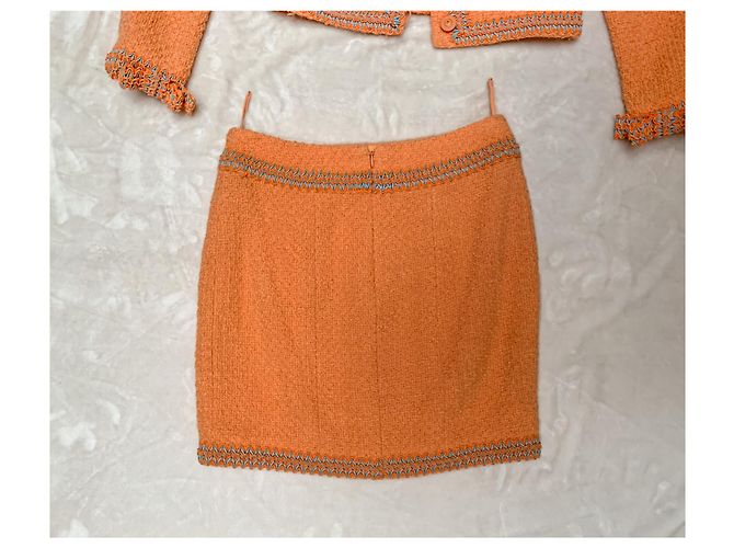 Chanel Terno mítico de tweed primavera 1994 Laranja - vista 11