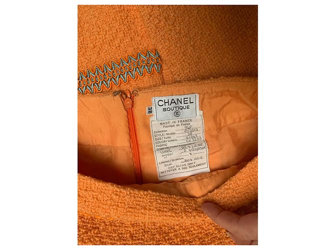 Chanel Terno mítico de tweed primavera 1994 Laranja - vista 12
