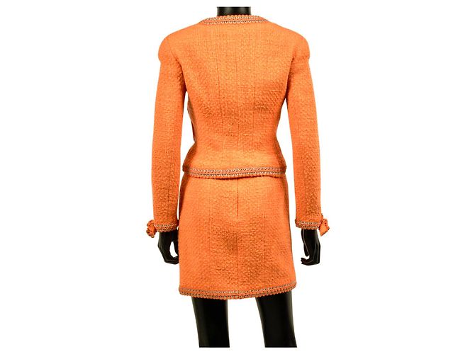 Chanel Terno mítico de tweed primavera 1994 Laranja - vista 2