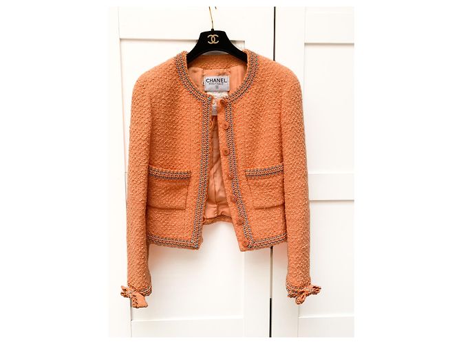 Chanel Terno mítico de tweed primavera 1994 Laranja - vista 4