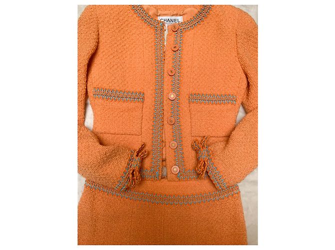 Chanel Terno mítico de tweed primavera 1994 Laranja - vista 8