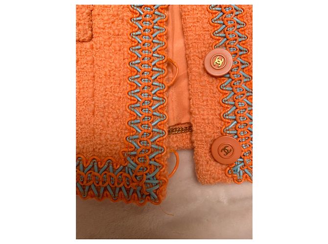 Chanel Terno mítico de tweed primavera 1994 Laranja - vista 9